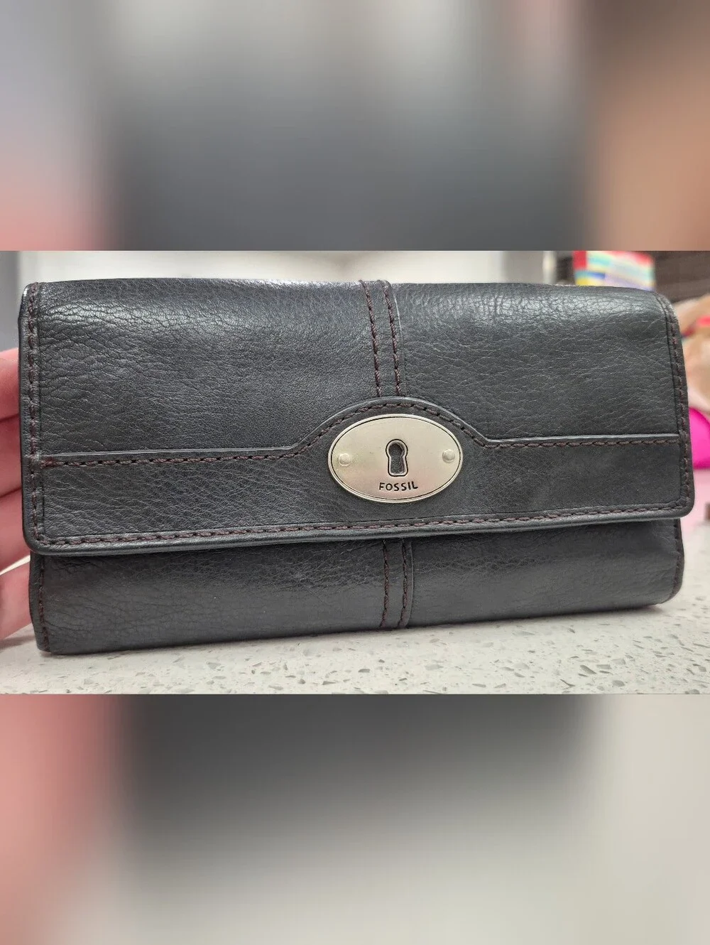 Fossil Black Leather Trifold Wallet